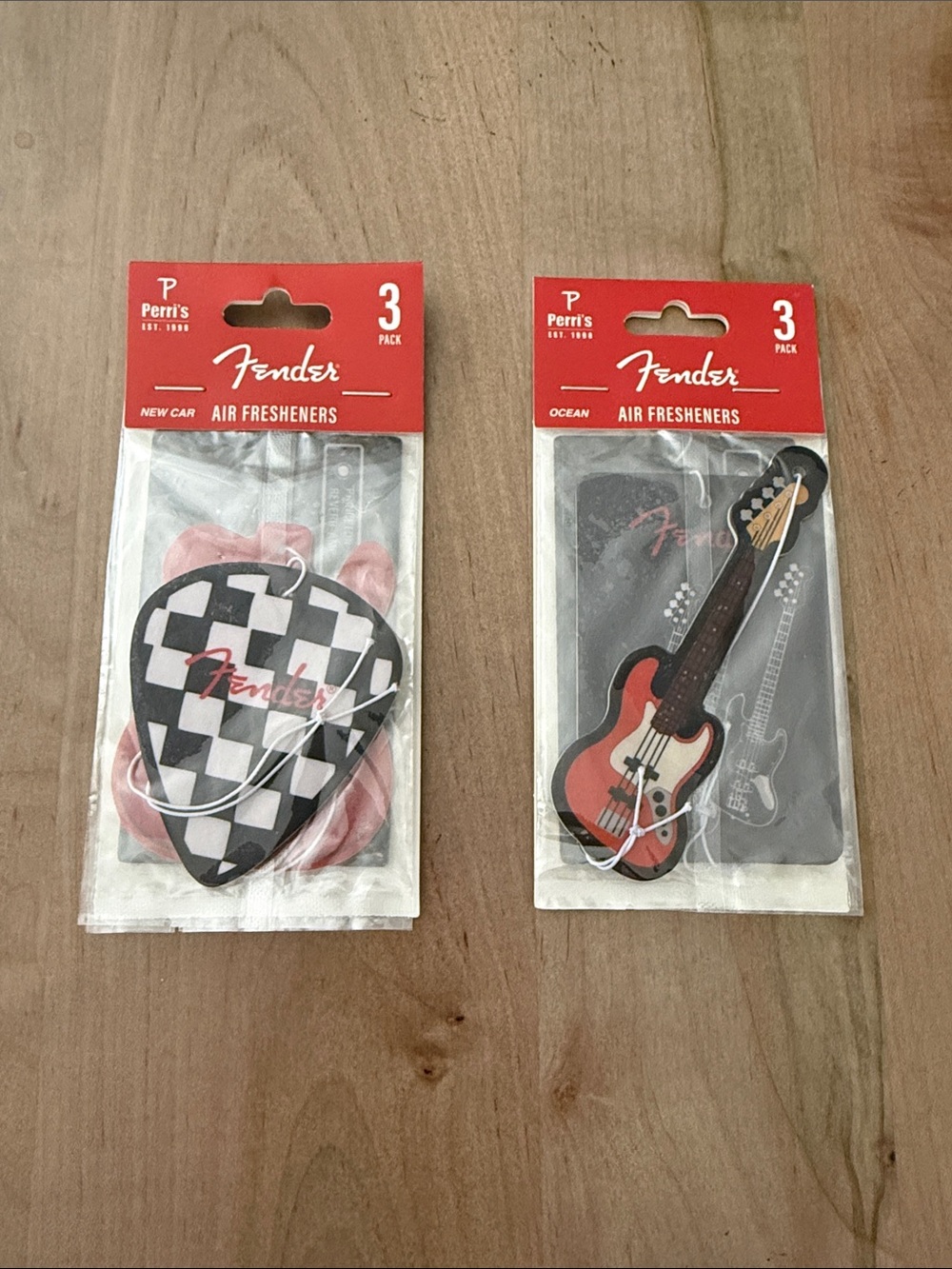Fender Black & White Check Pick and Red Bass Air Fresheners